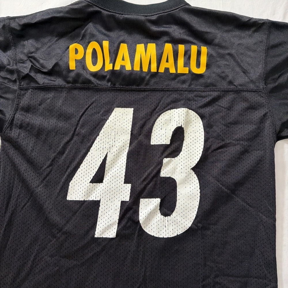 Pittsburgh Steelers #43 Troy Polamalu Jersey Youth Large 14-16 NFL Apparel Footb - Picture 2 of 16